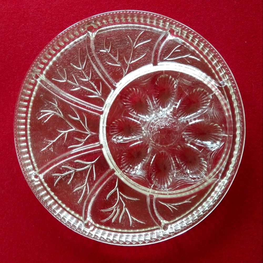 Large glass egg relish tray.